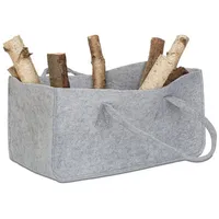 Relaxdays 2 x Kaminholztasche aus Filz grau
