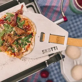 Skotti Pizzastein 24 cm Edelstahl/Stein beige