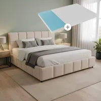 Juskys Polsterbett Florenz mit Matratze - Bubble Design, gepolstertes