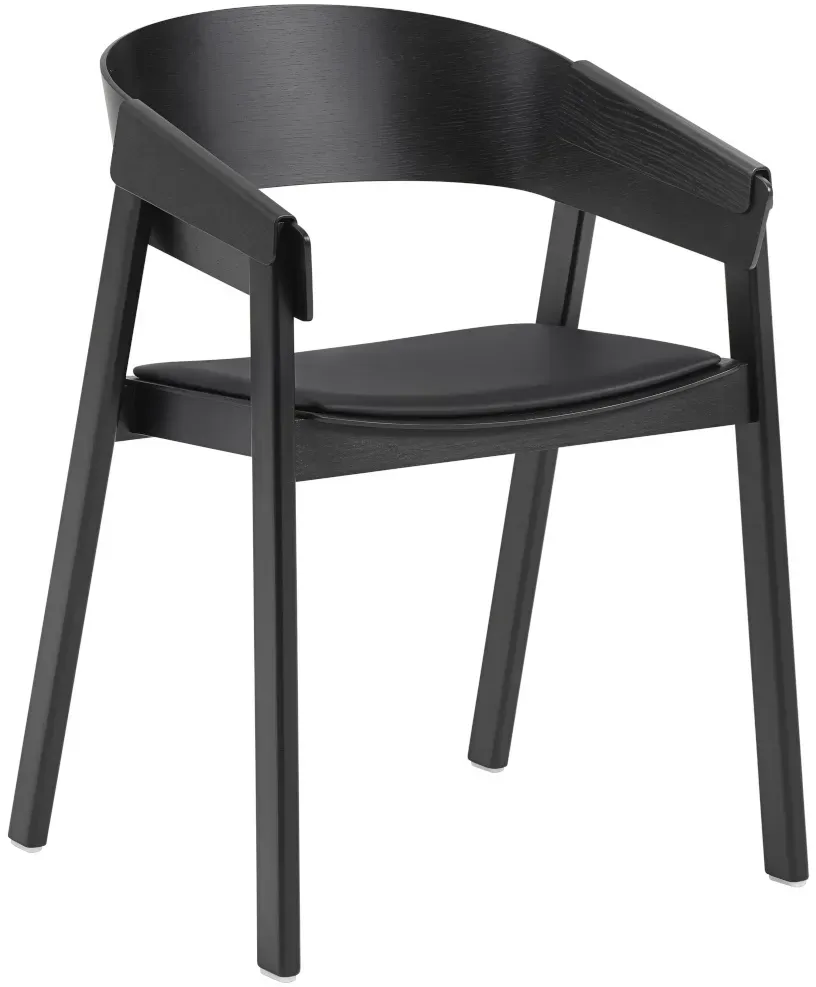 Muuto Cover Armlehnstuhl, refine leder schwarz / schwarz