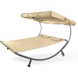 Doppelliege Palma Beige Mit Sonnendach - Gartenliege, Relaxliege, Freizeitliege