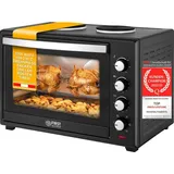 tzs-first-austria TZS First Austria Minibackofen FA-5045-5, 3400 Watt, mit Kochplatten und Drehspieß, 60 Liter