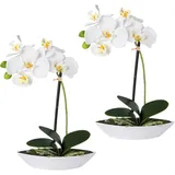 Creativ green Kunstorchidee CREATIV GREEN "Phalaenopsis", weiß, B:6,5cm H:30cm L:19,5cm, Kunststoff, Kunstpflanzen, 2er Set, in Kunststoffschale