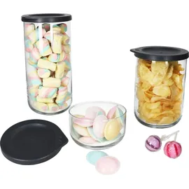 Ritzenhoff & Breker 6tlg Set Boho Vorratsdosen Anthrazit aus Glas & Kunststoff