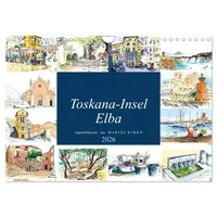 Calvendo Toskana-Insel Elba - Aquarellskizzen (Wandkalender 2026 DIN A4