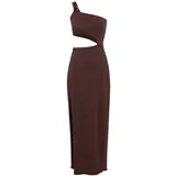 lscn by lascana One-Shoulder-Kleid Unifarben Dunkelbraun 44