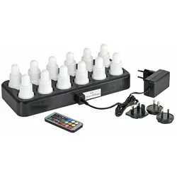 Duni 12er LED-Set 206435 Multicolor & Warmweiss 12 Stunden Brenndauer inkl. Fernbedienung und 12er Ladestation (Produktionsdatum 2024)