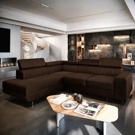 masseno Ecksofa Nola Velours 4-Sitzer Braun