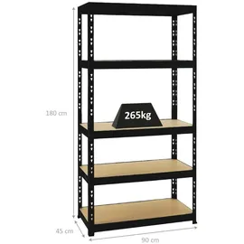 Proregal Schwerlastregal Metall 180x90x45 cm schwarz