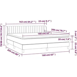 vidaXL Boxspringbett mit Matratze Hellgrau 160x200 cm Stoff - Grau