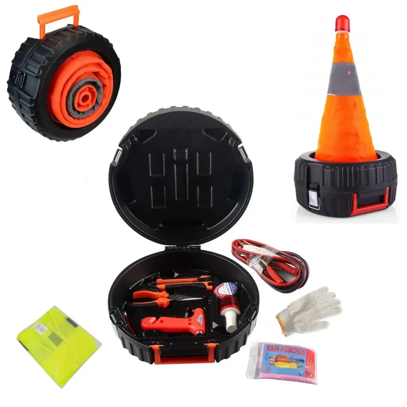 11-teiliges Pannen-Set mit reflektierendem Kegel für Auto, Pkw und Lkw