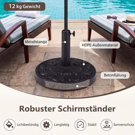 Costway Schirmständer Beton 12 kg Schwarz
