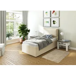 Polsterbett MAINTAL "Lyara", beige, B:107cm L:215cm, Struktur fein (100% Polyester), Betten, wahlweise ohne Matratze oder mit 3 Matratzenarten zur Auswahl