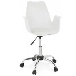 Bürostuhl mit Armlehnen aus Kunststoff | Ergonomischer Schreibtischstuhl mit Polsterung | Weißer Bürostuhl mit Rollen | Kadima Design