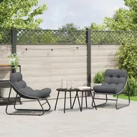 VidaXL Garten-Relaxstühle 2 Stück mit Kissen Schwarz 60x80x71 cm