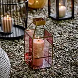 Bloomingville Laterne Drew Glas Pink/Rosa