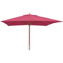 Gastronomie Holz-Sonnenschirm MCW-C57, Gartenschirm, Polyester/Holz 28kg, eckig 4x4m Seilzug stoßsicher ~ bordeaux