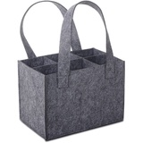 Yuflen Flaschenträger Filz Flaschentasche 6 Flaschen Bier Männerhandtasche Getränketasche Mit Abnehmbaren Trennwänden Tasche für Bierflaschen Weinflasche (Grau)