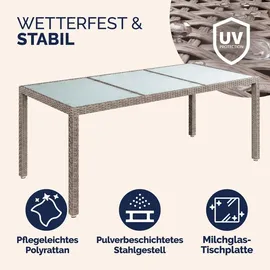 CASARIA Gartentisch 190 x 90 x 75 cm Creme/Schwarz