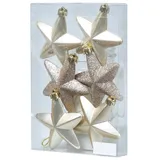 MARELIDA Christbaumschmuck Weihnachtsbaumschmuck Sterne bruchfest creme 6St.