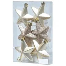 MARELIDA Christbaumschmuck Weihnachtsbaumschmuck Sterne bruchfest creme 6St.