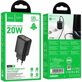 HOCO Ladegerät N60 USB-C PD 20W Schnellladen Schwarz | Schwarz