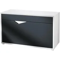 Vladon Schuhschrank, Schwarz, Holzwerkstoff, 85x50x33 cm, Garderobe, Schuhaufbewahrung, Schuhschränke