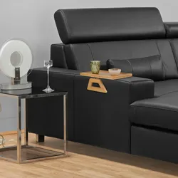 Relaxdays Sofatablett Armlehne, Bambus, eckiger Armlehnentisch, Sofaablage Getränke & Snacks, BxT: 35 x 26,5 cm, natur