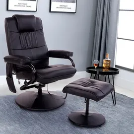 Homcom Massagesessel mit Hocker Kunstleder 84 x 95 x 77 cm Schwarz