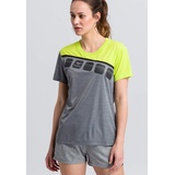 Erima Damen 5-C T-Shirt, grau melange/lime pop/schwarz,