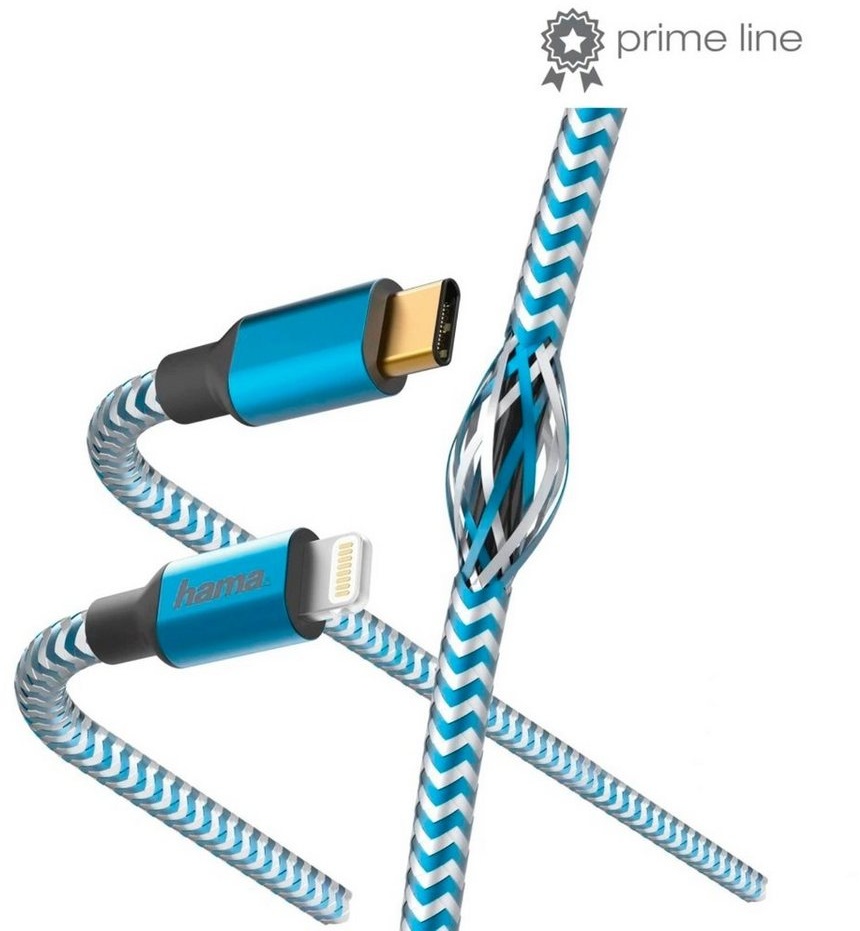 Hama USB-C auf Lightning Ladekabel Datenkabel Blau Tablet-Kabel, USB-C, Lightning, Ladekabel Netzteil passend für Apple iPhone iPod etc. blau