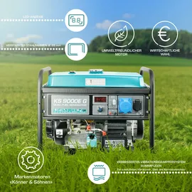 K&S Könner&Söhnen LPG/Benzin-Generator K&S Könner&Söhnen KS 9000E G der DUAL FUEL,notstromaggregat 6500 W,Hand-/Elektroanlass,1x16A, 1х32 (230 V),12V stromerzeuger mit (AVR),stromaggregat, Kurzschlussschutz