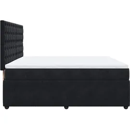 vidaXL Boxspringbett mit Matratze Schwarz 180x200 cm Samt