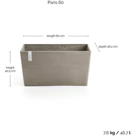 Ecopots Paris 60 x 26,2 x 40,5 cm Braungrau