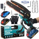 Mini Kettensäge mit Akku 8000mAh 6 Zoll Mini Elektro Kettensäge mit Automatisches Ölsystem 2 Akkus leistungsstarkem Kupfermotor HandKettensäge für Gartenarbeit Baumschnitt und Holzschneiden