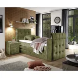 Set One by Musterring Boxspringbett »Richmond«, mit Duo-Matratze (H2/H3), versenkbarer TV-Halterung (bis 40 Zoll) und Fernbedienung. Wahlweise mit/ohne Bettkasten, grün olive B:134cm L:243cm,