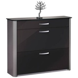 Moderano Schuhschrank, Schwarz, Alu, Metall, 1 Schubladen, 117x97x28 cm, Typenauswahl, Beimöbel erhältlich, Garderobe, Schuhaufbewahrung, Schuhschränke