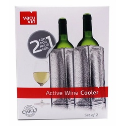 VACUVIN Outdoor-Flaschenkühler 2x 38805626 Aktiv Kühler Motiv Platinum Weinkühler für 0,75l Flasc silberfarben