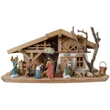 Krippenbaustudio Böhner Tolle Weihnachtskrippe Gersdorf inkl. 11-tlg. Figurensatz K 111, Maße Krippe: ca. 30 x 11,5 x 13 cm