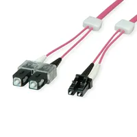 EasyLan LWL-LED-Patchkabel duplex 50/125μm OM4, LC/SC, violett, 1 m