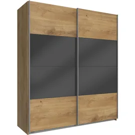 WIMEX Schwebetürenschrank WIMEX "Easy", grau (plankeneichefarben, grauglas), B:135cm H:210cm T:65cm, Schränke, Schwebetürenschrank, mit Teilglas