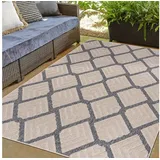 Mazovia Outdoorteppich In- & Outdoor Teppich Wetterfest & UV-beständig Balkon - Beige Grau, 160 x 230 cm, Höhe 6 mm, Kurzflor, Weich, Pflegeleicht, Flachgewebe beige|braun|grau 160 x 230 cm
