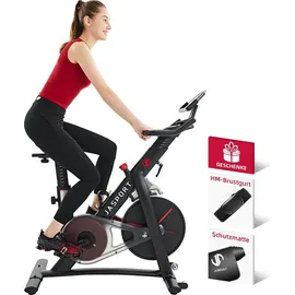 JASPORT Smart Indoor Speedbike S3, leise Heimtrainer, Magnetbremssystem, App mit Trainingskursen, Kinomap & Zwift kompatibel, inkl. Pulsgurt - Schwarz/Weiß