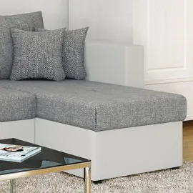 VitaliSpa Ecksofa Webstoff weiß/grau