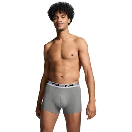 Puma Boxershorts "MEN MULTI LOGO BOXER 2P", Herren, Gr. M, grau (grau melange), Obermaterial: 95% Baumwolle, 5% Elasthan, meliert, eng, Unterhosen, Komfortbund