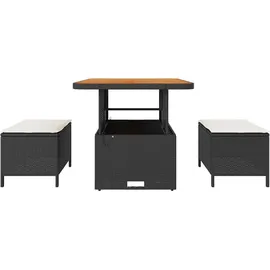 vidaXL Garten Essgruppe Schwarz Poly Rattan - Schwarz