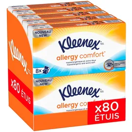 Kleenex Allergy Comfort, 10 Packungen mit je 8 Taschentücherhüllen (10 x 8 Hüllen)