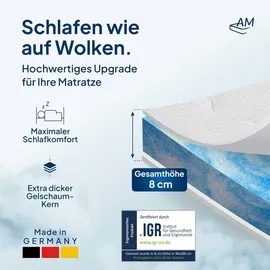 AM Qualitätsmatratzen Premium Plus Gelschaum Topper 140 x 200 cm weiß