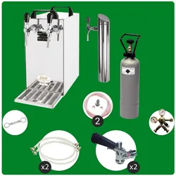 Untertheken Komplett Set - Zapfanlage, Bierzapfanlage - Kontakt 40 2-leitig Trockenkühler, Durchlaufkühler 50 Liter/h, inkl. Schanksäule, Green Line, Zapfkopf:ohne,Zapfkopf 2:Köpi