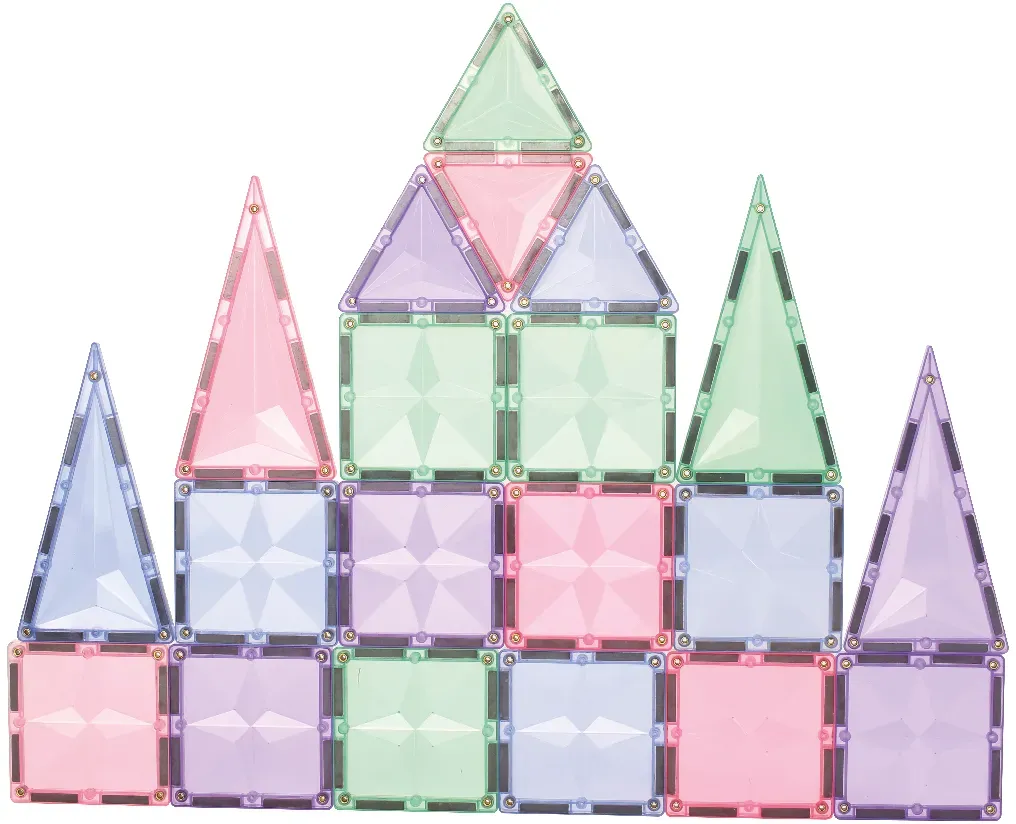 Geometrische Magnetbausteine 45 Teile Pastellfarben Kunststoff - Cleverclixx Pastel Geo Set - Kompatibel mit Connetix, ab 3 Jahren